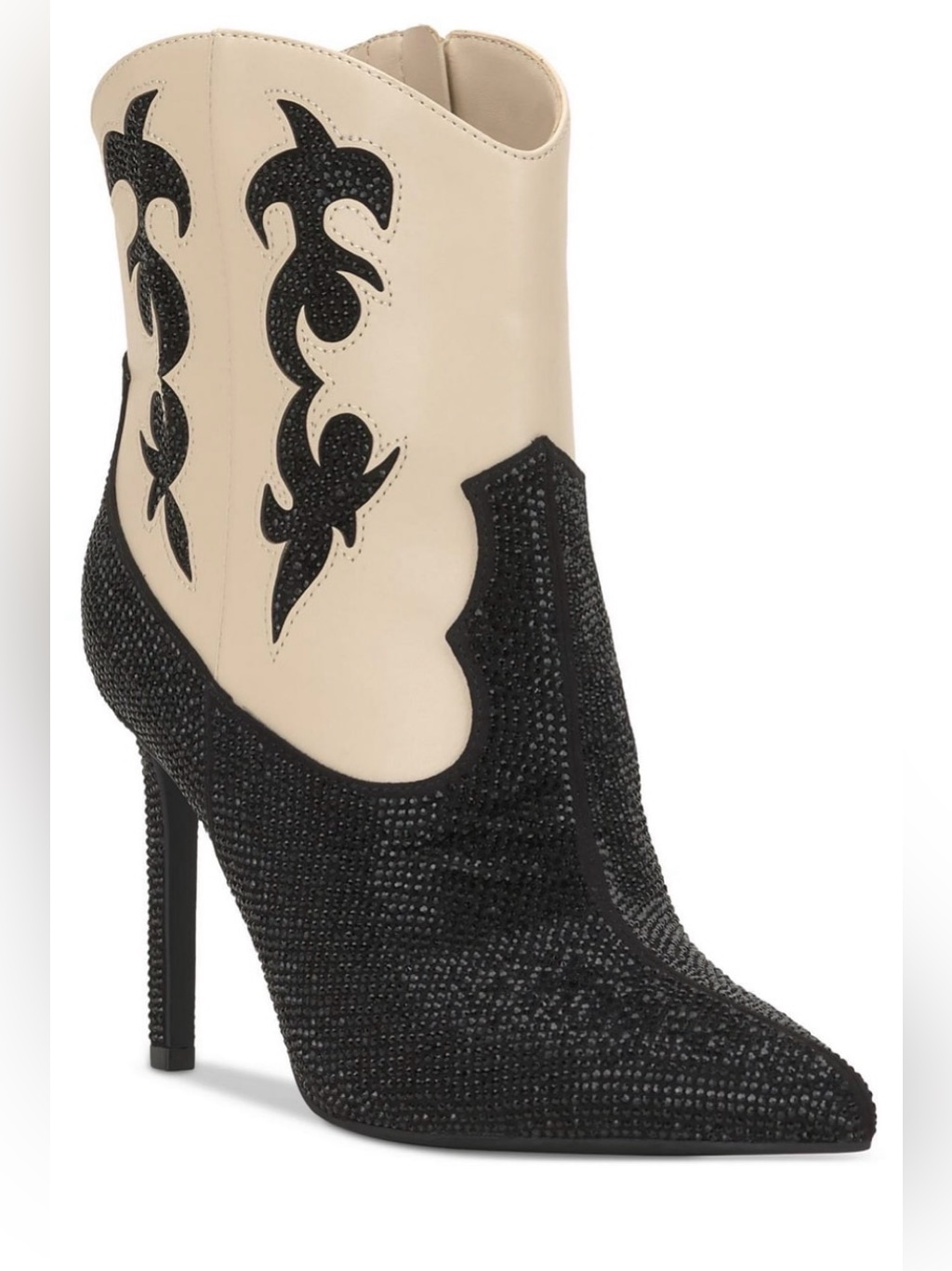 Inc International Concepts Black And Cream Crystal Western Stiletto Bootie